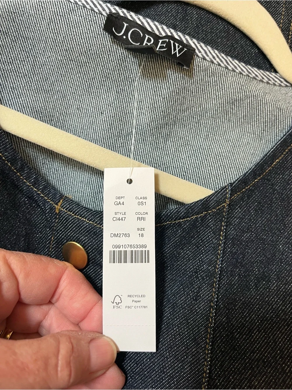 J. Crew Dark Denim Sleeveless Button-Front Dress - Picture 7 of 7